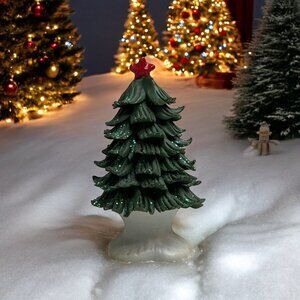 Winter Village Christmas Tree, Christmas Village Porcelain Accessory from 1990s